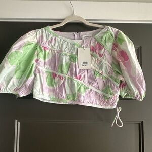 Sabo Skirt Pastel Floral Blouse and Midi Skirt Set